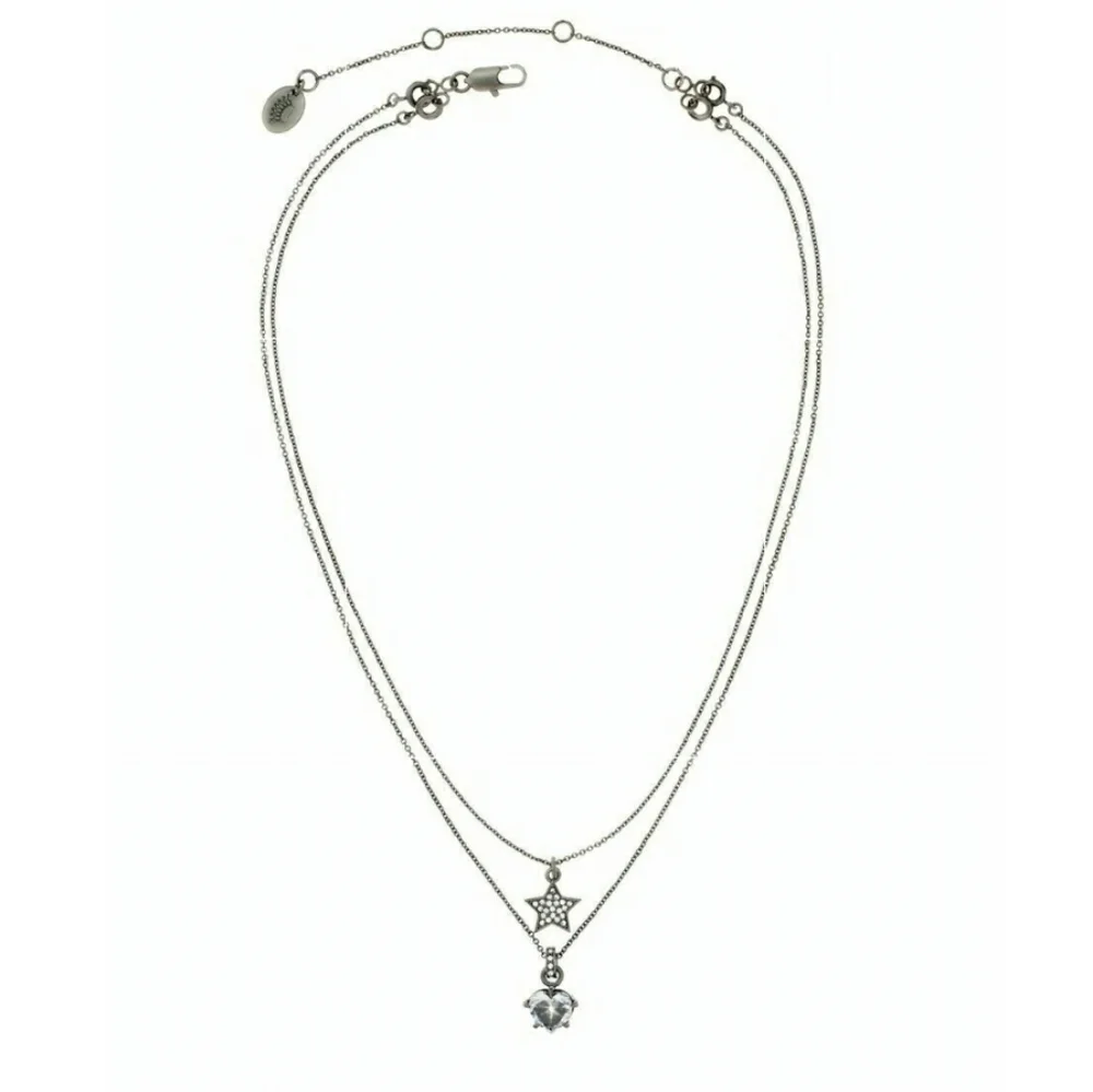 Juicy Couture Double Layer Hematite Star and Heart Crystal Pave Necklace - Picture 2 of 11